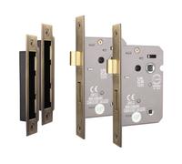Afit Antique Brass Bathroom Lock - Fir Ce Approved Mortice Door Lock 80mm / 3 Inch - Pack Of 2