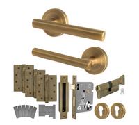 Afit Antique Brass Door Handle Euro Lock And Turn Cylinder Kit - Fir Fd30/60, Internal Handles, Locks, Hinges - Olvera