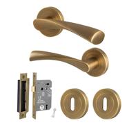AFIT Antique Brass Door Handle Rose, Sash Lock 64mm, 1 Pair in Bronze | Size: 150mm x 150mm AFIT Bronze 150mm x 150mm