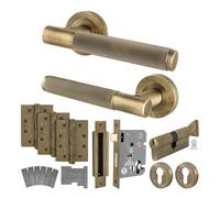 Afit Antique Brass Fire Door Handle Euro Lock Thumbturn Cylinder Internal Fir Locks Hinges Vuori Knurled Textured Grip