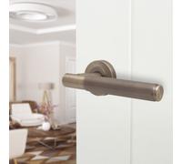 Afit Antique Brass Fire Door Handle, Internal Lever On Rose Fire Rated Door Handle, Linea 1 Pair