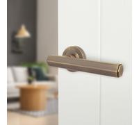 Afit Antique Brass Fire Door Handle, Internal Lever On Rose Fir Door Handle, Monet 1 Pair