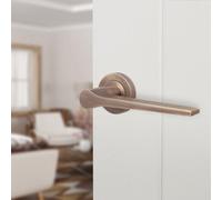 Afit Antique Brass Fire Door Handle, Internal Lever On Rose Fir Door Handle, Tempo 1 Pair