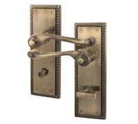 Afit Antique Brass Georgian Bathroom Door Handle On Backplate Set For Internal Doors