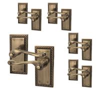 Afit Antique Brass Georgian Door Handle On Backplate Latch Set Rope Edge For Internal Doors Pack Of 5