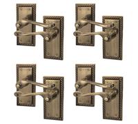 Afit Antique Brass Georgian Door Handle On Backplate Latch Set Rope Edge For Internal Doors Pack Of 4