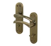 AFIT Antique Brass Twist Bathroom Door Handle Backplate 1 Pair in Bronze | Size: 150mm x 150mm AFIT Bronze 150mm x 150mm