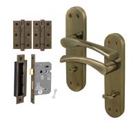 AFIT Antique Brass Twist Bathroom Handle WC Lock Hinges Set (64mm) 1 Pair in Bronze | Size: 150mm x 150mm AFIT Bronze 150mm x 150mm