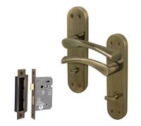 AFIT Antique Brass Twist Bathroom Handle WC Lock Privacy Set (64mm) 1 Pair in Bronze | Size: 150mm x 150mm AFIT Bronze 150mm x 150mm