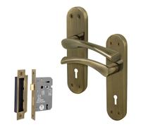 AFIT Antique Brass Twist Door Handle Sashlock Escutcheon Set (64mm) 1 Pair in Bronze | Size: 150mm x 150mm AFIT Bronze 150mm x 150mm