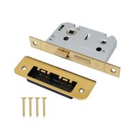 Afit Bathroom Lock 65mm / 44mm Backset Brass For Internal Wooden Bathrooms Accepts 5mm Square Spindle Ce Ukca & Fire Door Approved