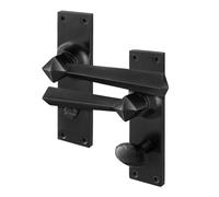 AFIT Black Antique Cast Iron Bathroom Door Handles Backplate 1 Pair | Size: 150mm x 150mm AFIT Black 150mm x 150mm