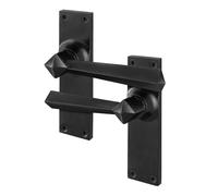 AFIT Black Antique Cast Iron Door Handles Backplate Latch 1 Pair | Size: 150mm x 150mm AFIT Black 150mm x 150mm