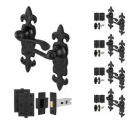 AFIT Black Antique Cast Iron Door Handles, Latch 64mm, Hinges 5 Pairs | Size: 150mm x 150mm AFIT Black 150mm x 150mm