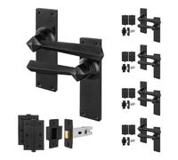 AFIT Black Antique Cast Iron Door Handles, Latch 64mm, Hinges 5 Pairs | Size: 150mm x 150mm AFIT Black 150mm x 150mm