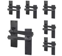 Afit Black Antique Door Handles Latch, 6 Pairs Of Rustic Cast Iron Backplate Internal And External Door Handles, Toton
