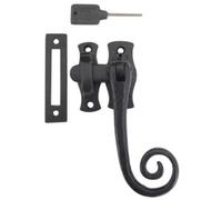 Afit Black Antique Iron Locking Curly Tail Window Fastener - Right Hand 125mm