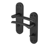 Afit Black Bathroom Door Handles, 1 Pair Of Internal Matt Black Backplate Handle - Boston Range