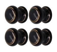 Afit Black Cupboard Cabinet Knobs - 32mm Black Porcelain Door, Cupboard, Cabinet & Drawer Knobs With Gold Line - 4 Pack