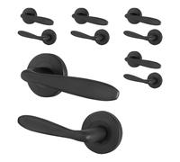 AFIT Black Curved Door Handles Round Rose Internal Lever 5 Pairs | Size: 150mm x 150mm AFIT Black 150mm x 150mm