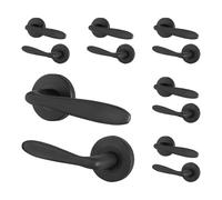 AFIT Black Curved Door Handles Round Rose Internal Lever 6 Pairs | Size: 150mm x 150mm AFIT Black 150mm x 150mm