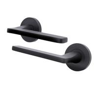 Afit Black Door Handle, Matt Black Internal Lever On Rose Door Handle, Eden 1 Pair