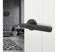 AFIT Black Door Handle Matt Black Internal Lever On Rose Door Handle | Size: 150mm x 150mm AFIT Black 150mm x 150mm