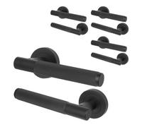 Afit Black Door Handle Matt Black Internal Lever On Rose Vuori Knurled Textured Grip 4 Pairs