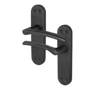 Afit Black Door Handles Latch, 1 Pair Of Internal Matt Black Backplate Handles - Boston Range