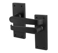 Afit Black Door Handles Latch, 1 Pair Of Internal Victorian Straight Pattern Matt Black On Backplate Handles