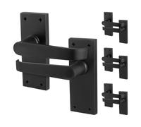 AFIT Black Door Handles Latch, 4 Pairs Matt Black Backplate Handles | Size: 150mm x 150mm AFIT Black 150mm x 150mm
