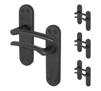 Afit Black Door Handles Latch, 4 Pairs Of Internal Matt Black Backplate Handles - Boston Range