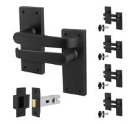AFIT Black Door Handles Latch, 5 Pairs Matt Black Backplate Handles, Latch | Size: 150mm x 150mm AFIT Black 150mm x 150mm