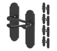 AFIT Black Door Handles Latch, 5 Pairs Matt Black Backplate Handles | Size: 150mm x 150mm AFIT Black 150mm x 150mm