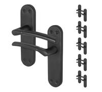 Afit Black Door Handles Latch, 6 Pairs Of Internal Matt Black Backplate Handles - Boston Range