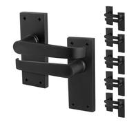Afit Black Door Handles Latch, 6 Pairs Of Internal Victorian Straight Pattern Matt Black On Backplate Handles