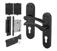 AFIT Black Euro Thumbturn Cylinder Handle Lock Hinges Set Novi | Size: 150mm x 150mm AFIT Black 150mm x 150mm