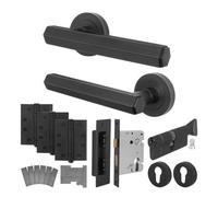 Afit Black Fire Door Handle Euro Lock And Thumbturn Cylinder Set Internal Fir Door Handle Locks Hinges, Monet
