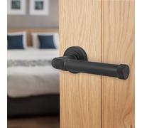 AFIT Black Fire Door Handle Matt Black Internal Lever On Rose 1 Pack | Size: 150mm x 150mm AFIT Black 150mm x 150mm