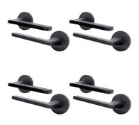AFIT Black Fire Door Handle Matt Black Internal Lever On Rose 4 Pack | Size: 150mm x 150mm AFIT Black 150mm x 150mm