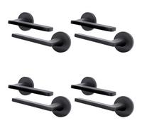 Afit Black Fire Door Handle, Matt Black Internal Lever On Rose Fir Door Handle, Eden 4 Pairs