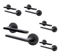 Afit Black Fire Door Handle, Matt Black Internal Lever On Rose Fir Door Handle, Eden 5 Pairs