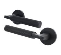 Afit Black Fire Door Handle Matt Black Internal Lever On Rose Fir Door Handle Knurled Textured Grip Moda 1 Pair