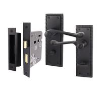 Afit Black Georgian Bathroom Door Handle On Backplate Set For Internal Doors With 64mm Bathroom Lock Georgian Range