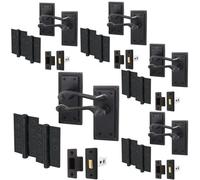 Afit Black Georgian Door Handle On Backplate Latch Set Rope Edge Internal Pack Of 5 With 64mm Latch And 76mm Hinges
