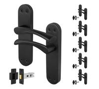 Afit Black Internal Twist Door Handles With Latch 6 Pairs Novi Backplate Range