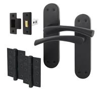Afit Black Internal Twist Door Handles With Latch And Hinges Novi Backplate Range