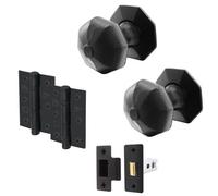 Afit Black Iron Door Knob Set - 1 Pair Of Cast Iron Antique Octagonal Mortice Knobs, Latch (76mm) & Hinges (76mm)