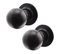 Afit Black Iron Door Knobs - 1 Pair Of Cast Iron Antique Ball Mortice Knobs