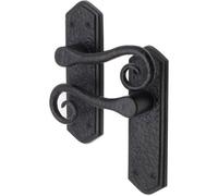 Afit Black Iron Lever Door Handles On Backplate Curly Tail Pattern - Latch